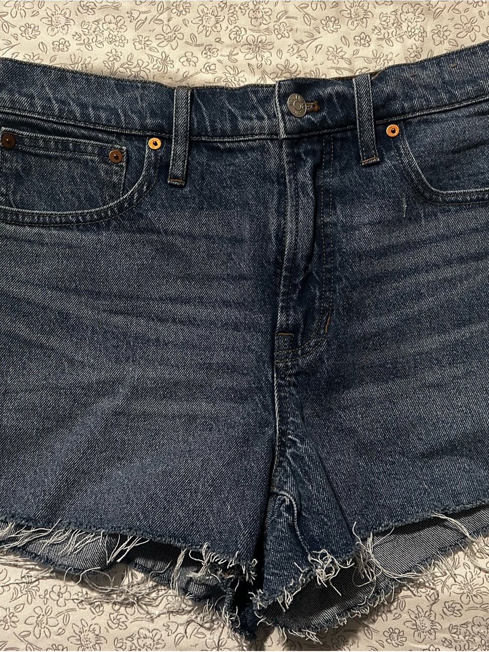 MADEWELL Dark Blue Denim Frayed Hem Women’s Shorts